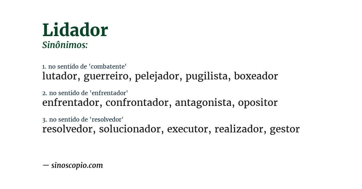 Sinônimo de lidador