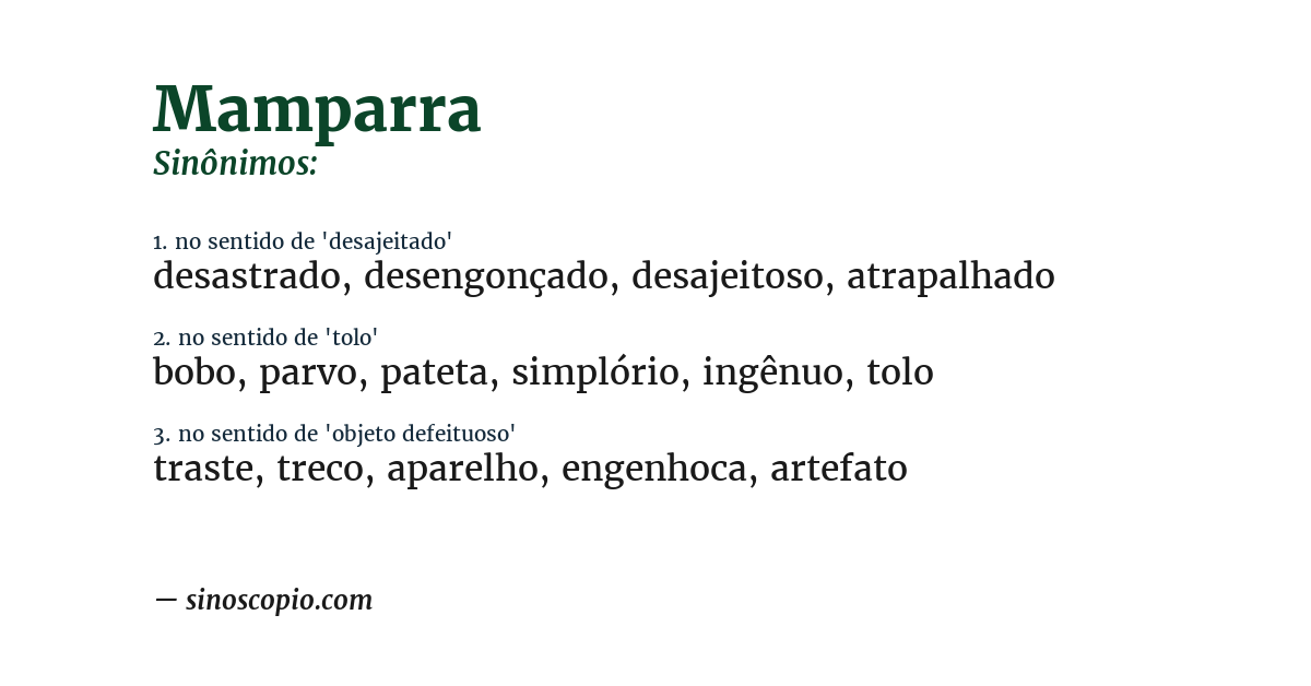 Sinônimo de mamparra