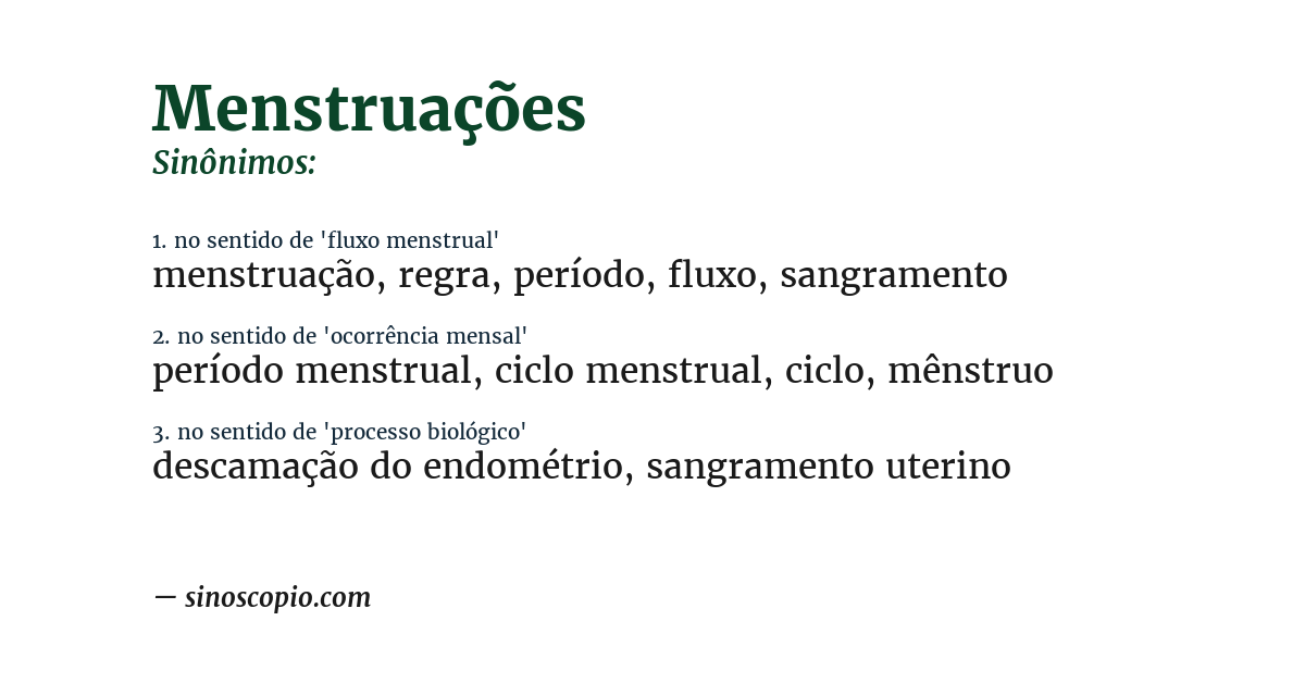 Sinônimo de menstruações