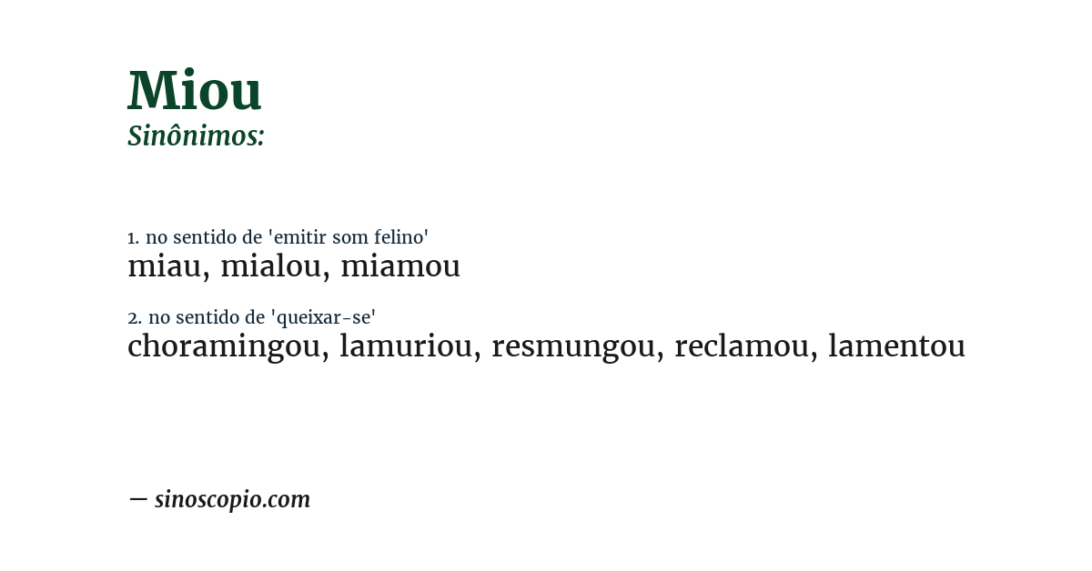 Sinônimo de miou