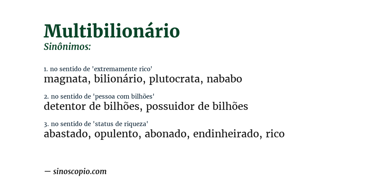 Sinônimo de multibilionário