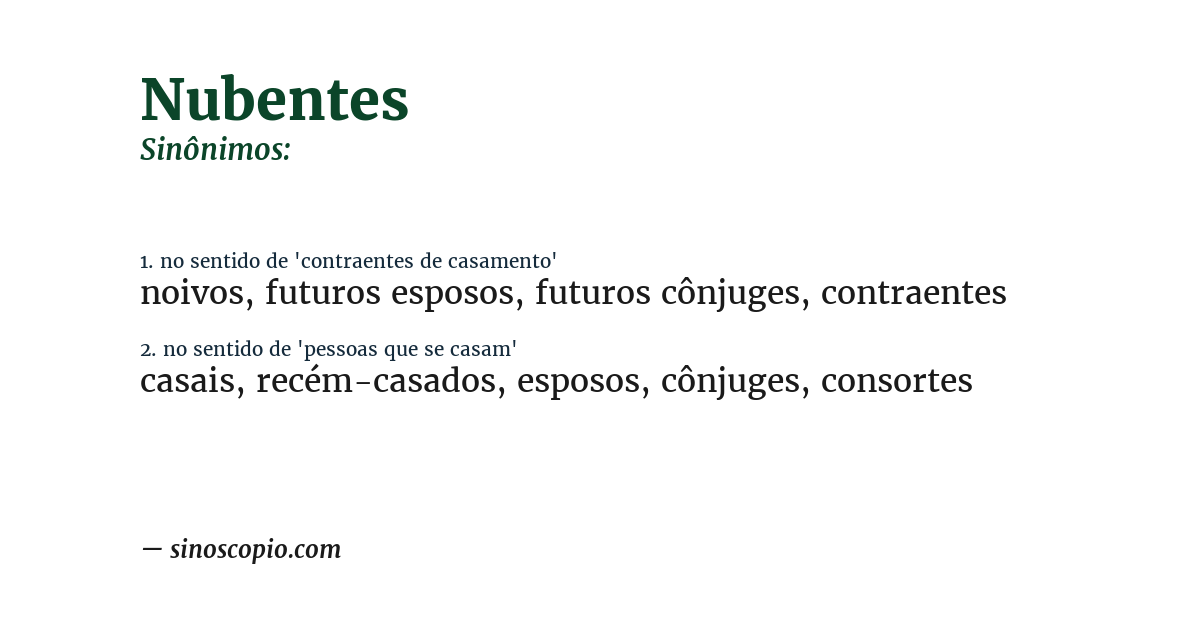 Sinônimo de nubentes
