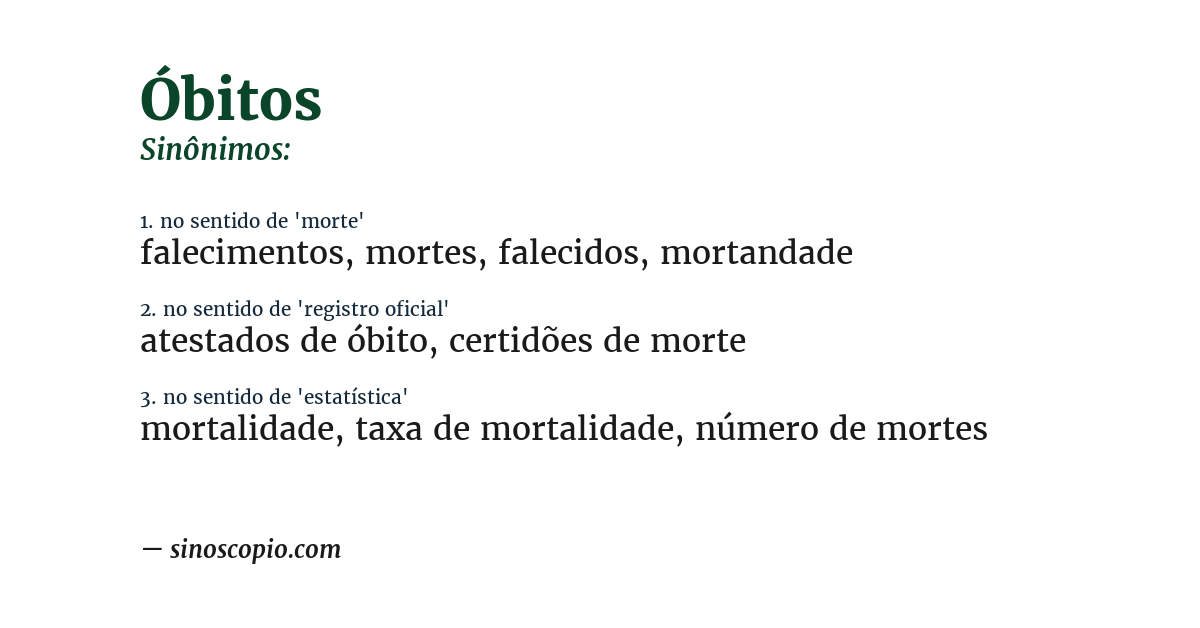 Sinônimo de óbitos