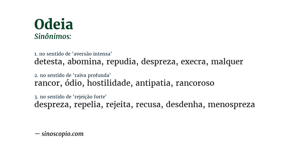 Sinônimo de odeia