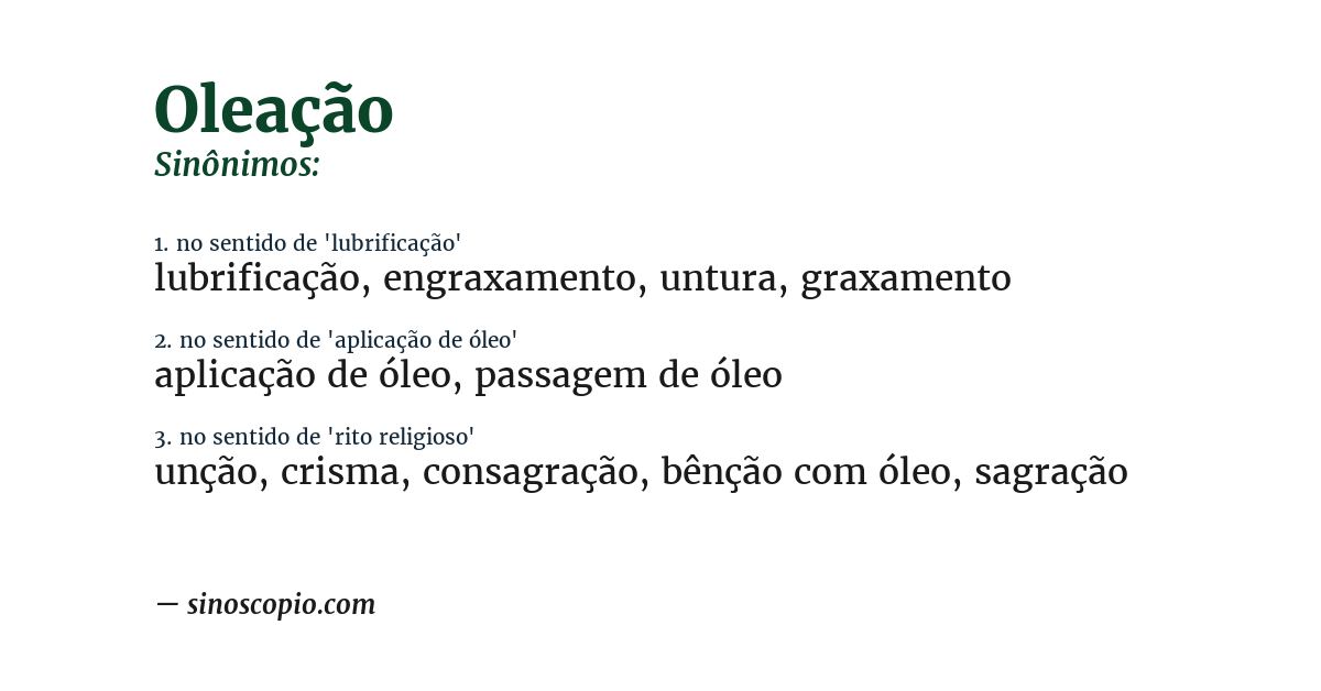 Sinônimo de oleação
