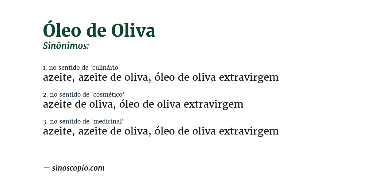 Sinônimo de óleo de oliva