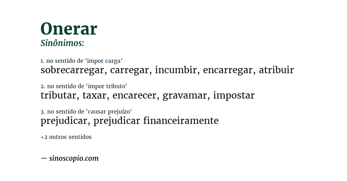 Sinônimo de onerar