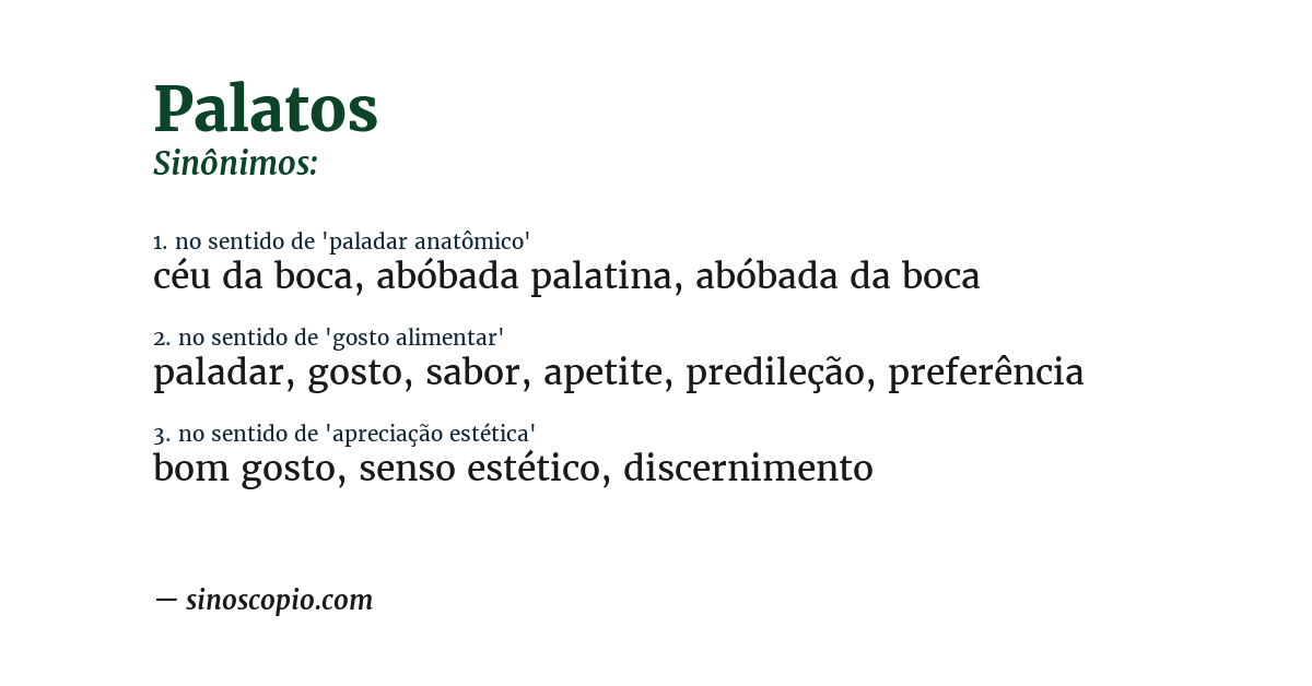 Sinônimo de palatos