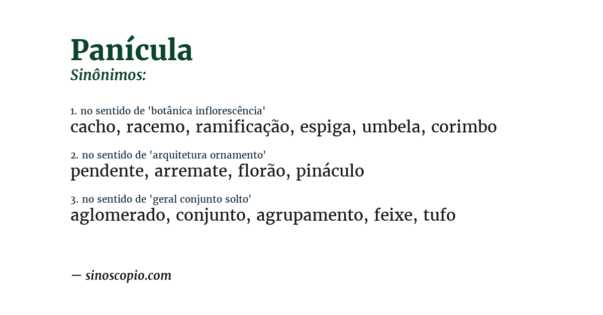 Sinônimo de panícula