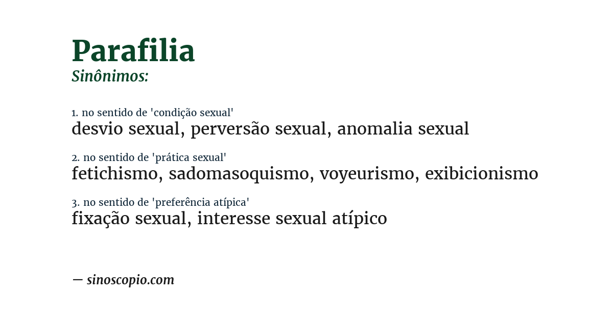 Sinônimo de parafilia