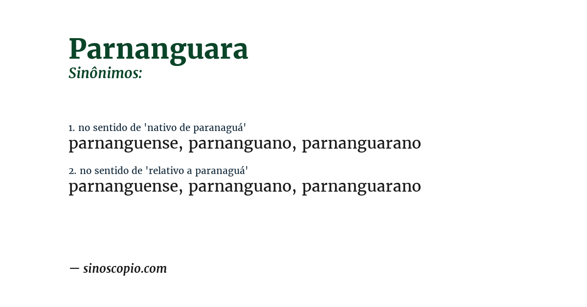 Sinônimo de parnanguara
