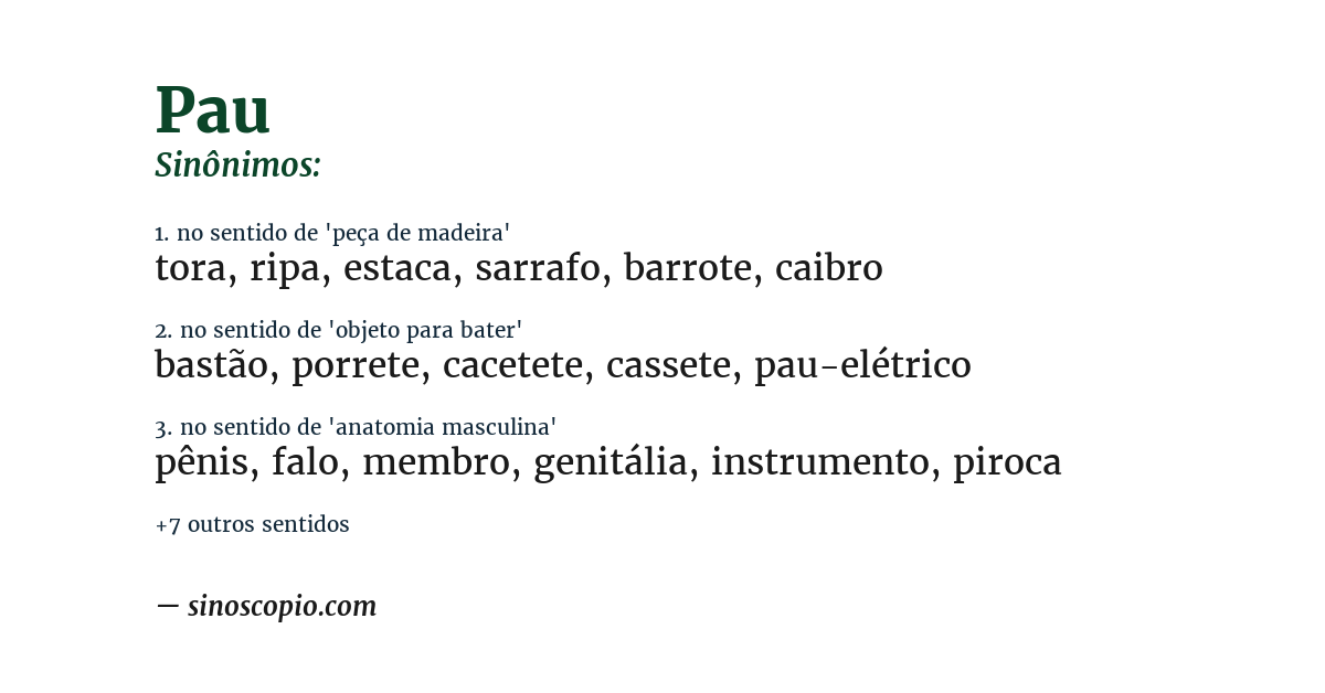 Sinônimo de pau