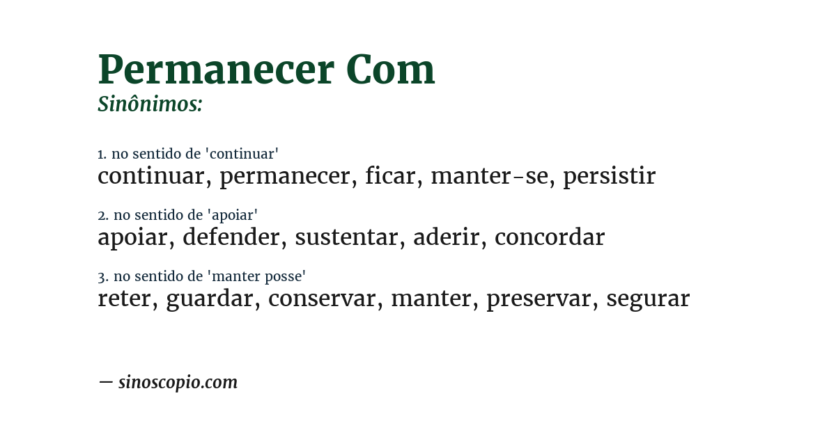 Sinônimo de permanecer com