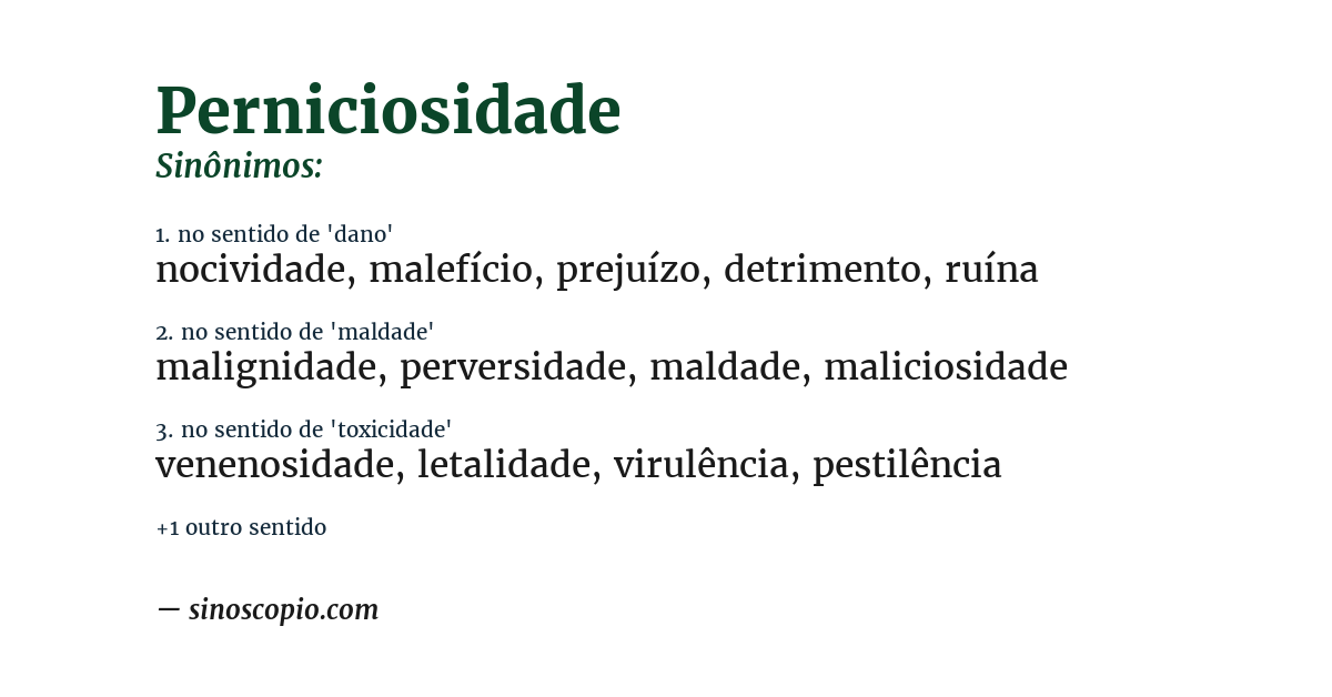 Sinônimo de perniciosidade