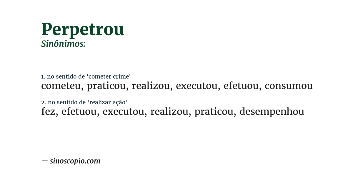 Sinônimo de perpetrou