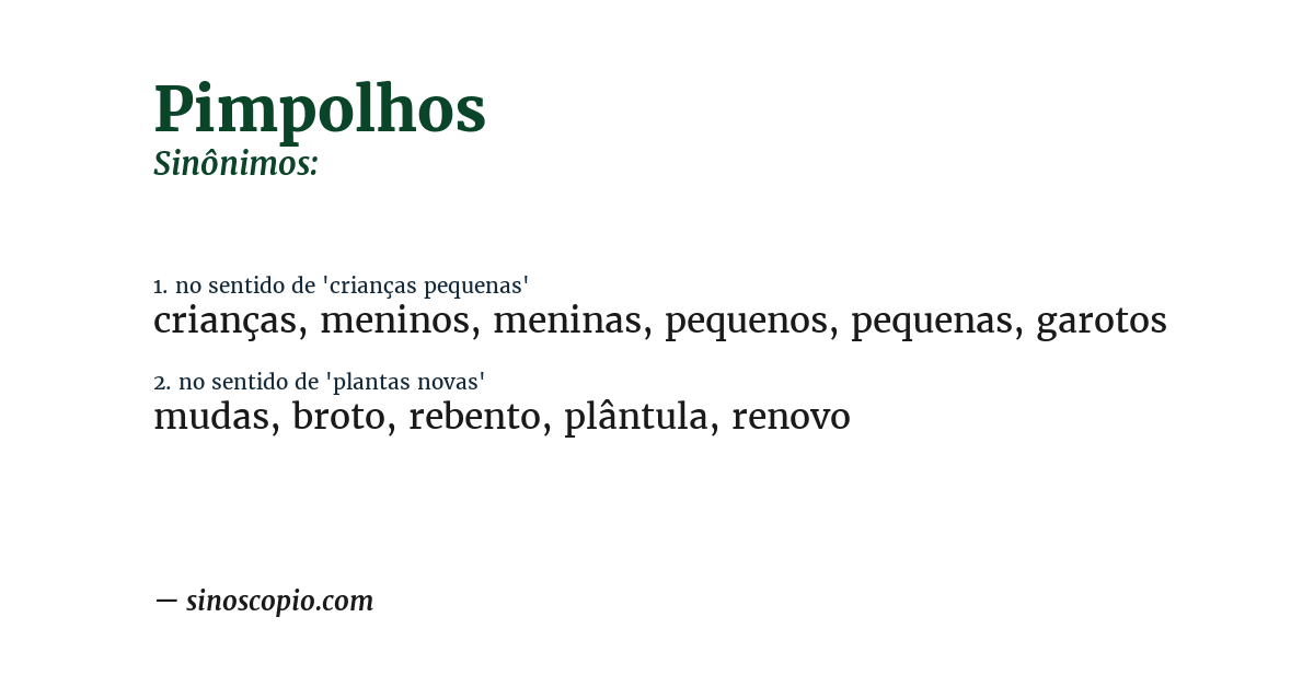 Sinônimo de pimpolhos