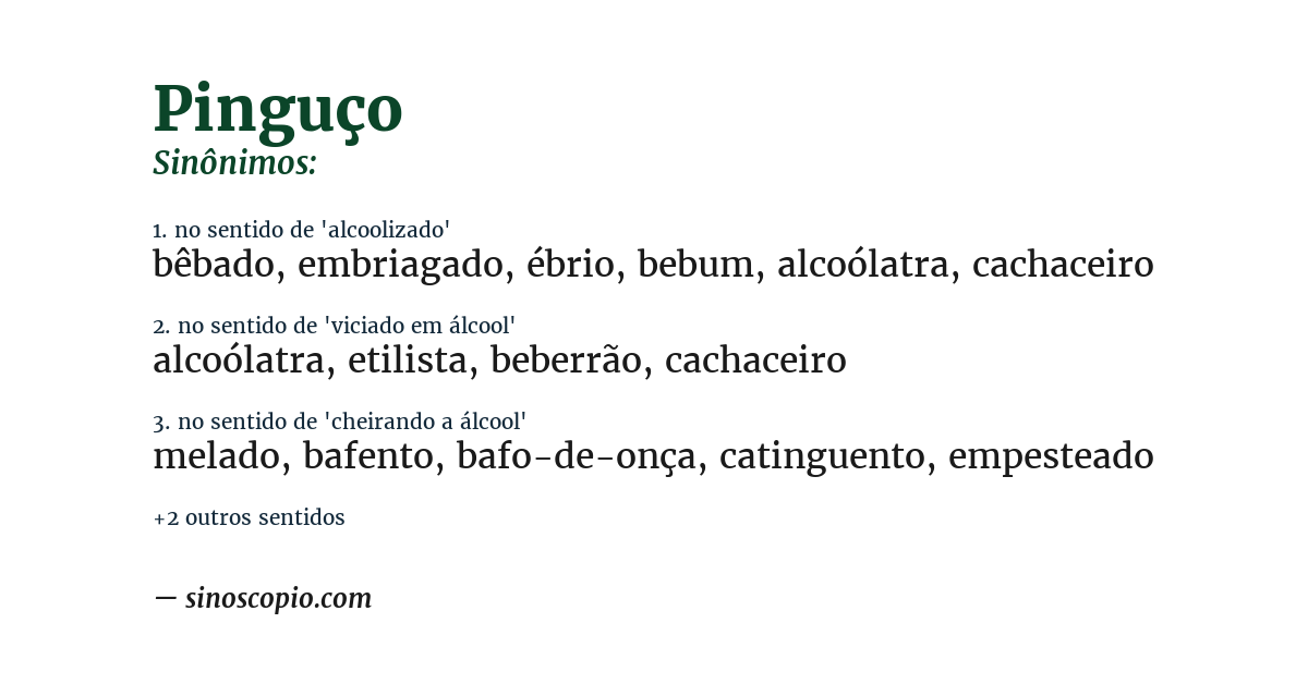 Sinônimo de pinguço