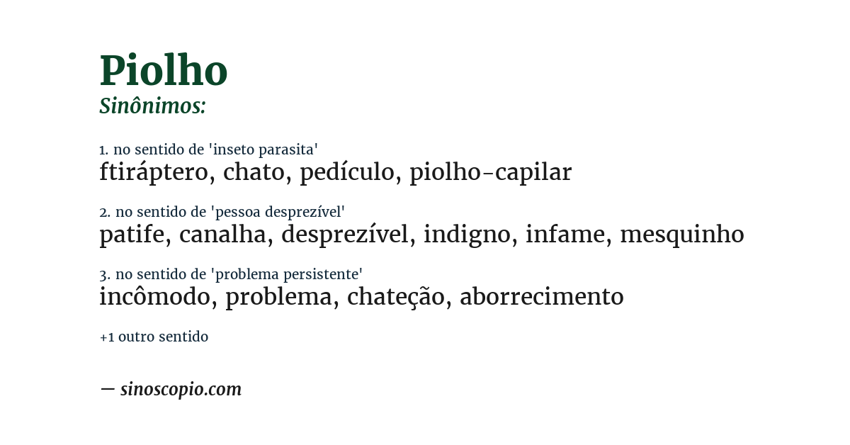 Sinônimo de piolho