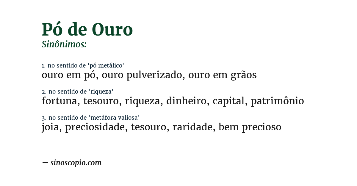 Sinônimo de pó de ouro