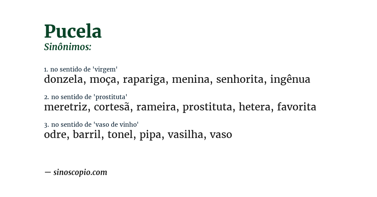 Sinônimo de pucela