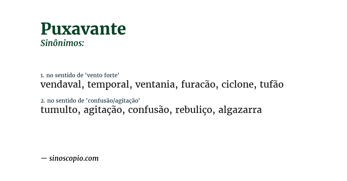 Sinônimo de puxavante
