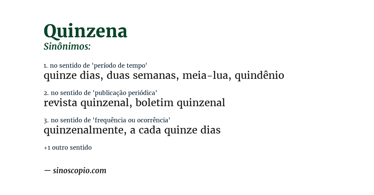 Sinônimo de quinzena