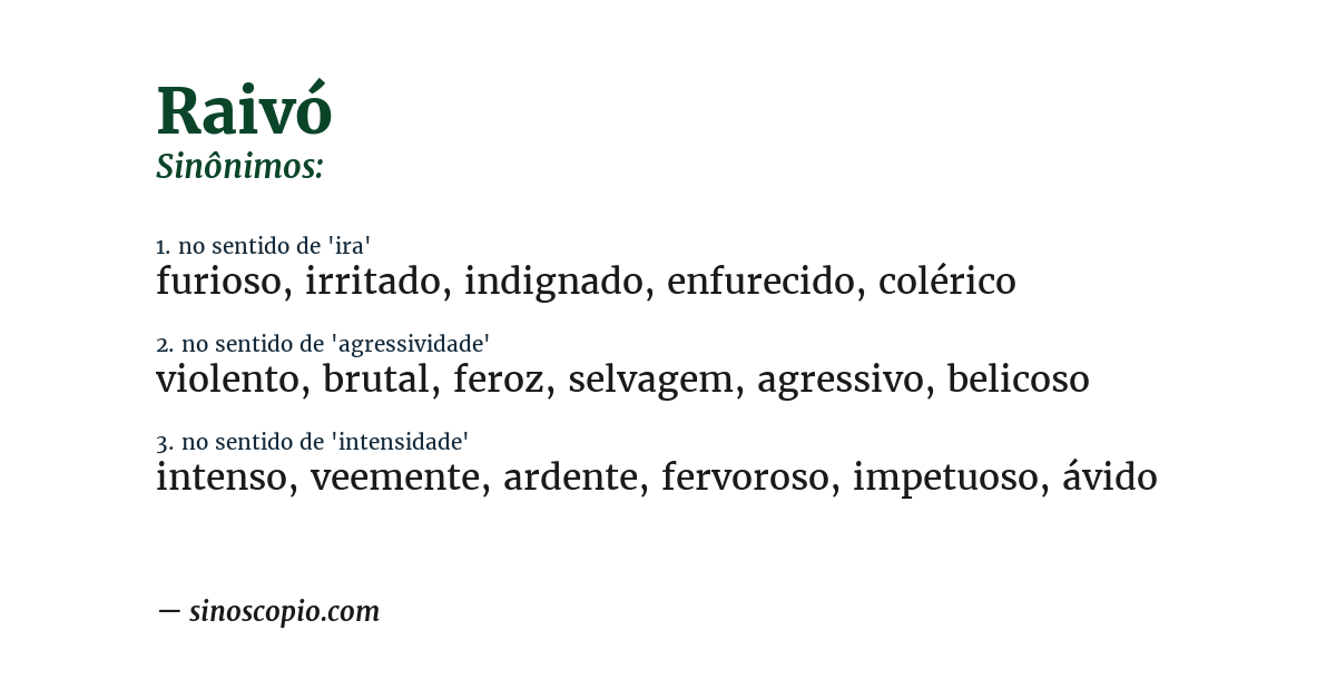 Sinônimo de raivó