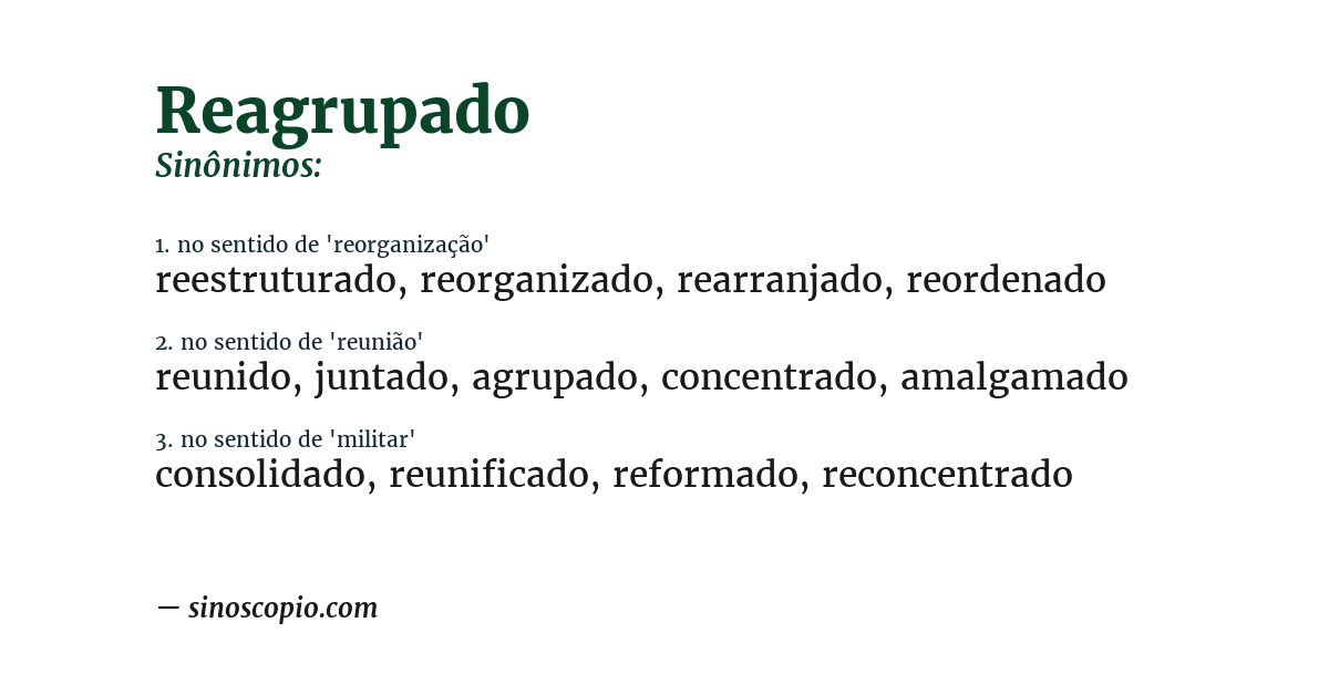 Sinônimo de reagrupado