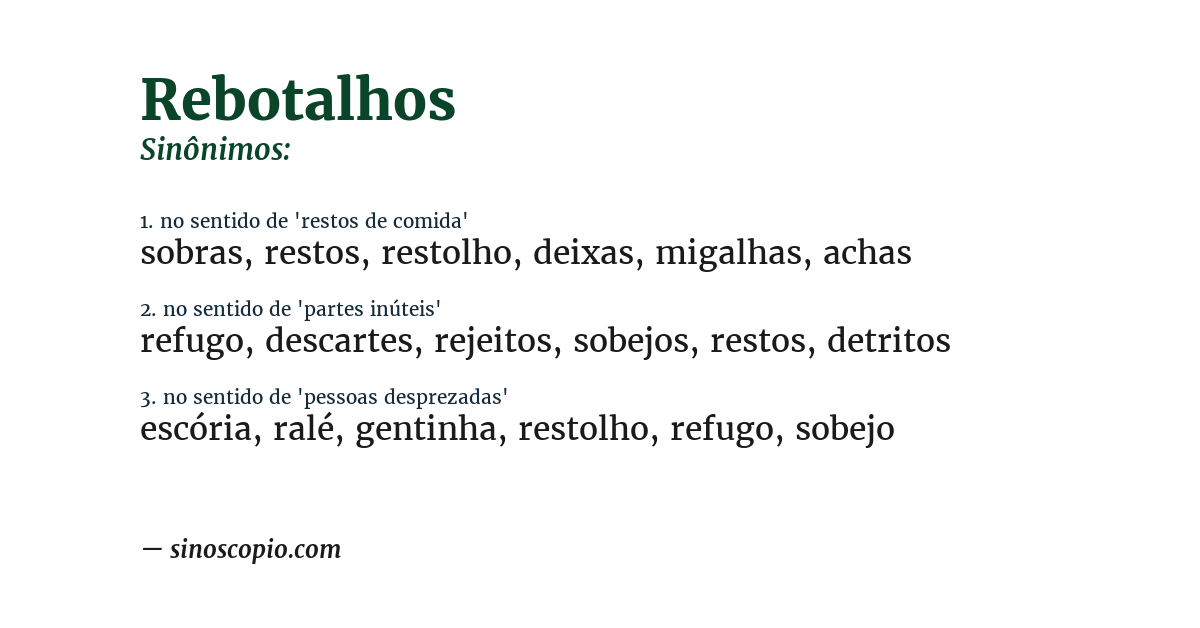 Sinônimo de rebotalhos