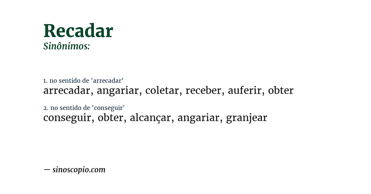Sinônimo de recadar