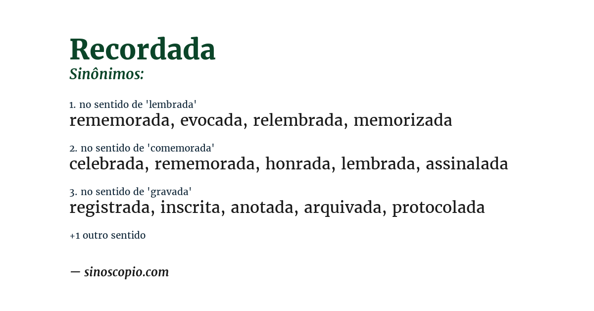 Sinônimo de recordada
