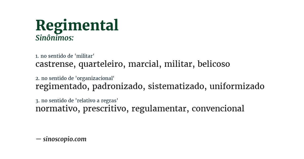 Sinônimo de regimental