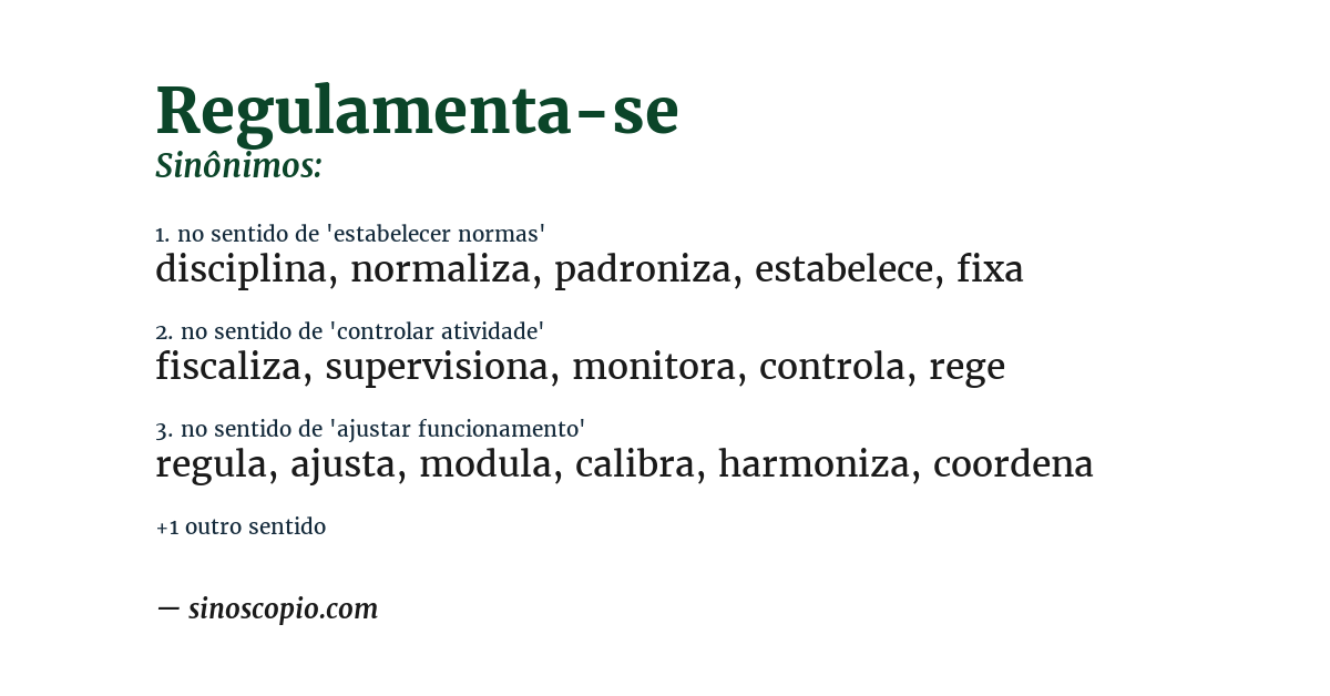 Sinônimo de regulamenta-se