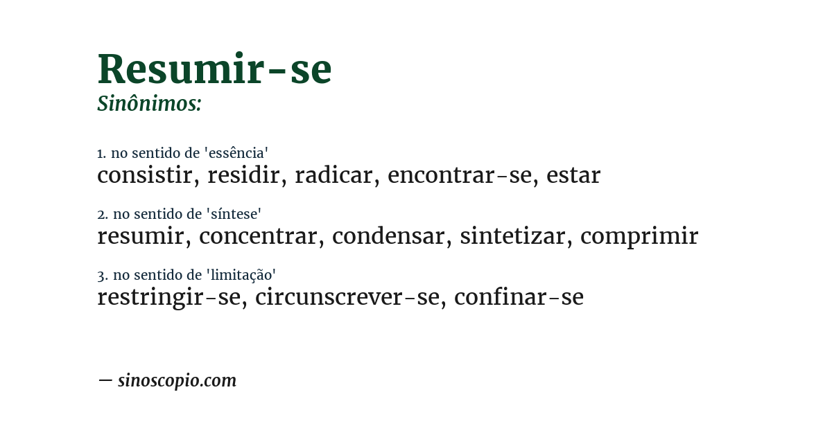Sinônimo de resumir-se