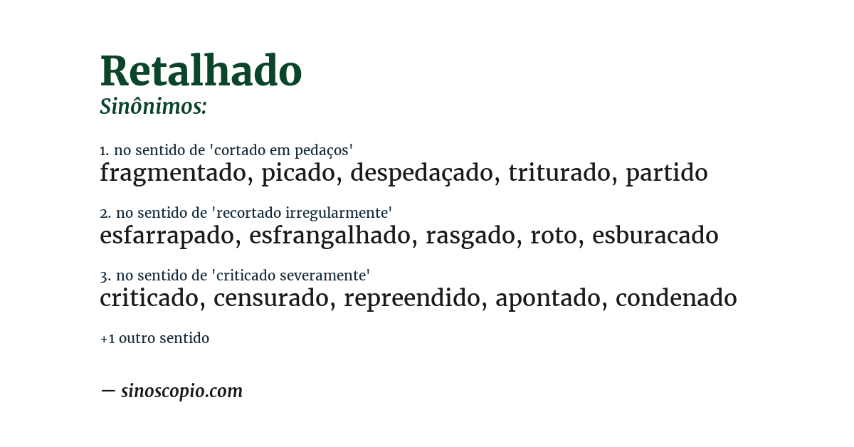 Sinônimo de retalhado