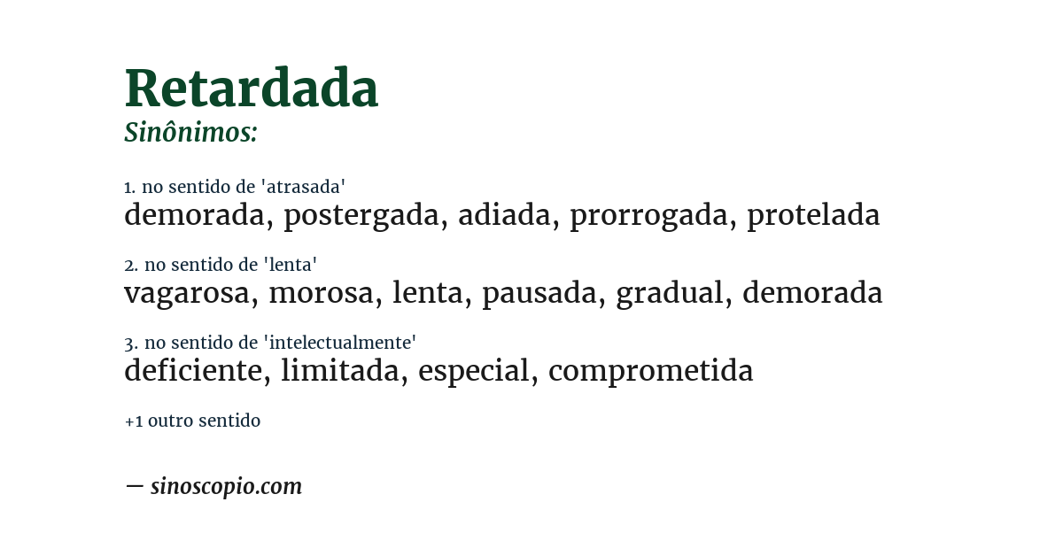 Sinônimo de retardada