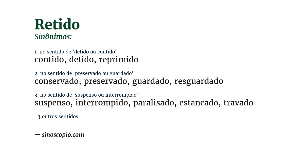 Sinônimo de retido