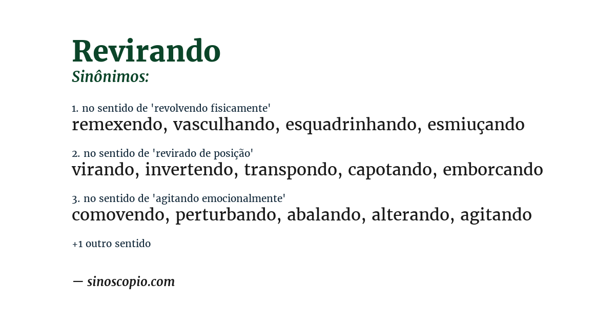Sinônimo de revirando