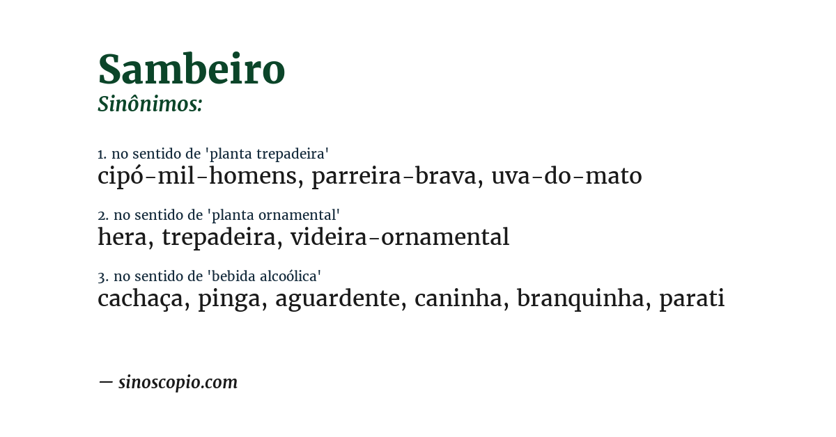 Sinônimo de sambeiro