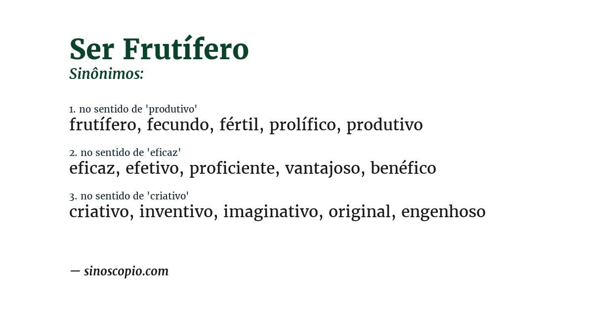Sinônimo de ser frutífero