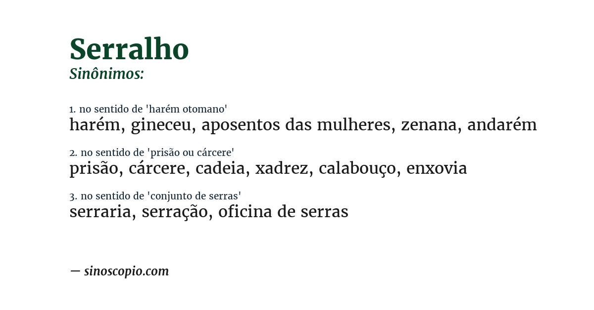 Sinônimo de serralho