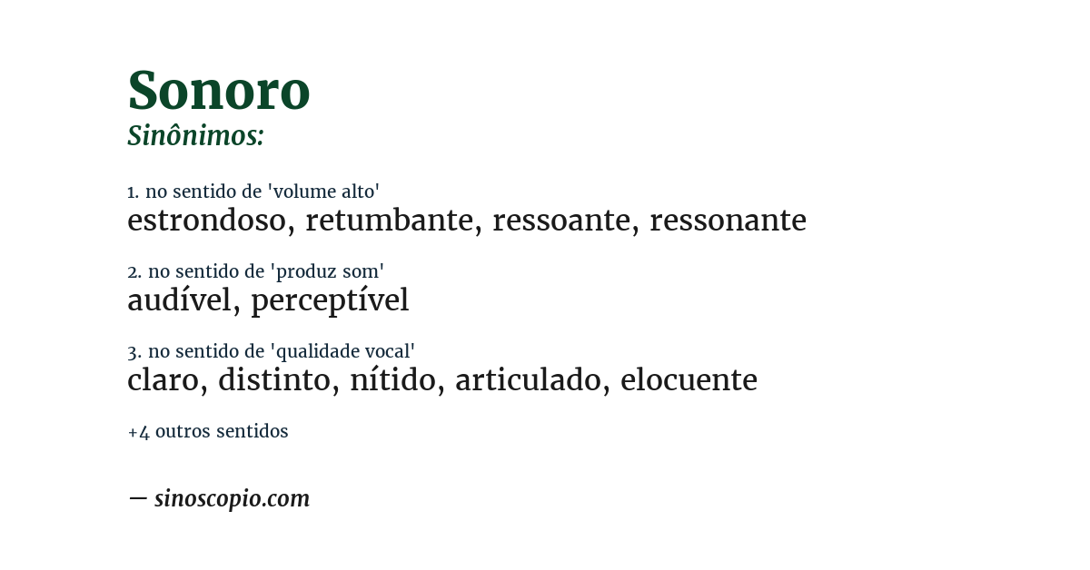 Sinônimo de sonoro