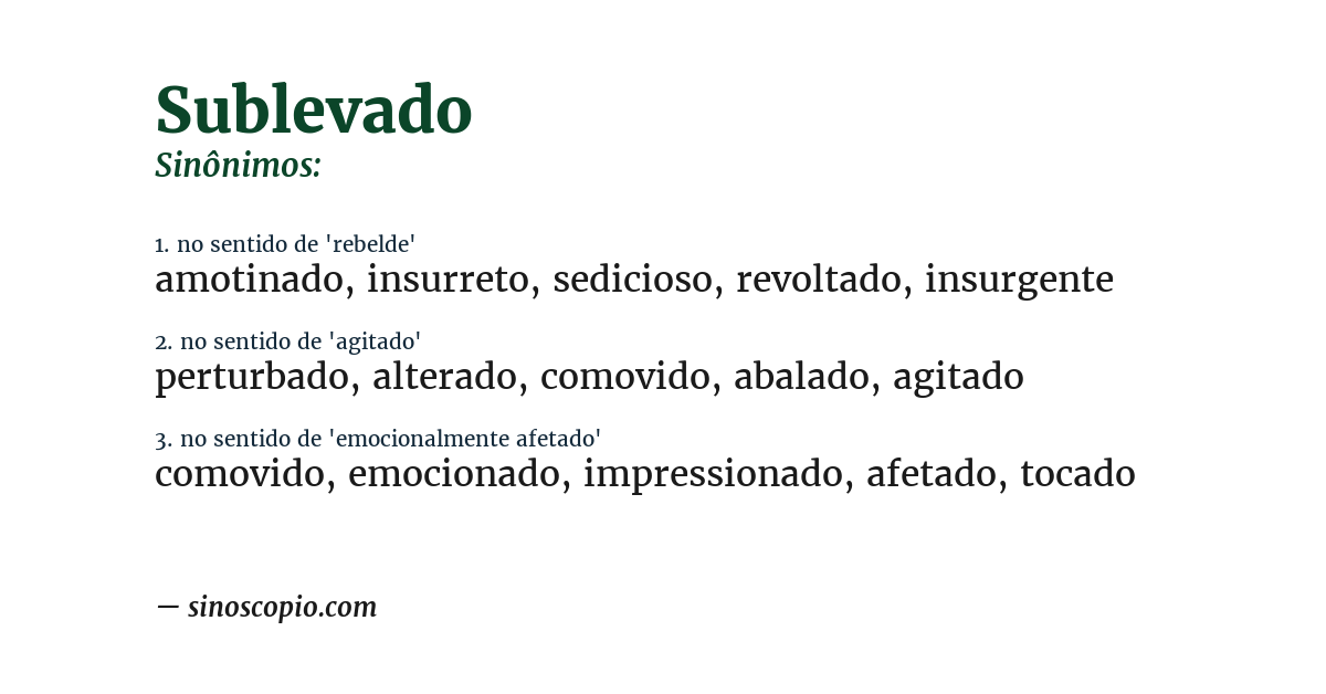 Sinônimo de sublevado
