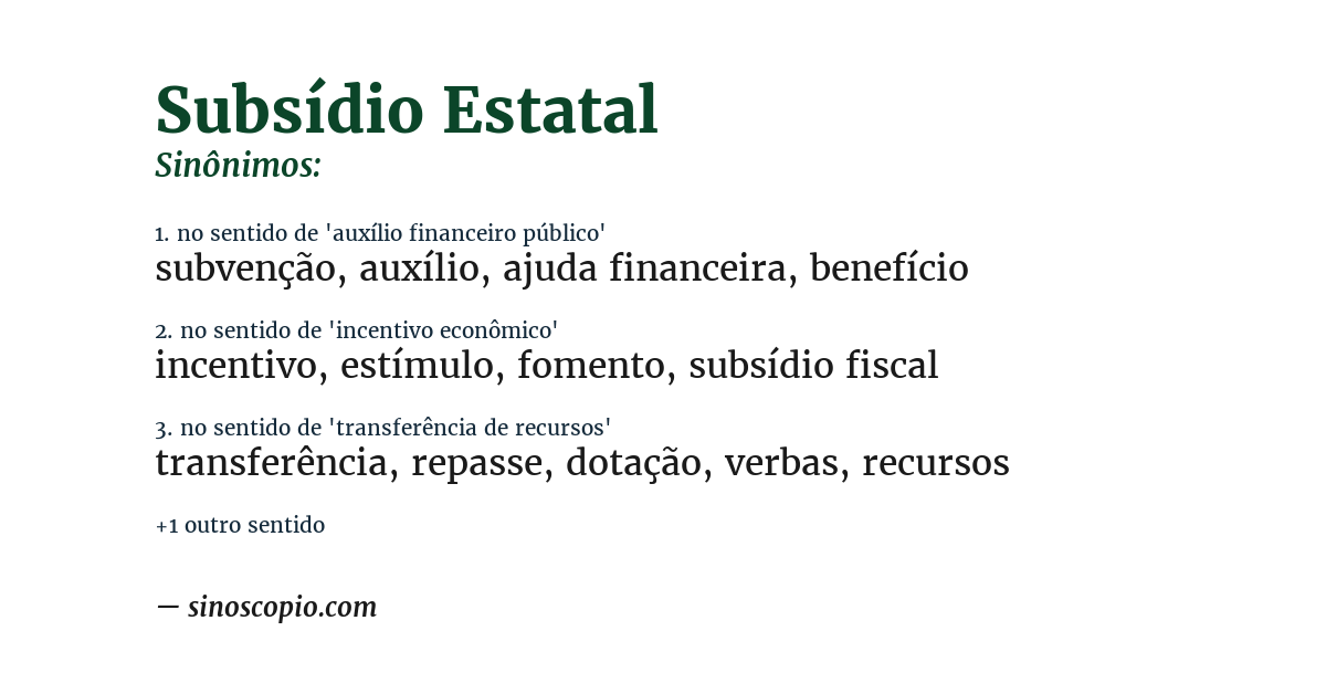 Sinônimo de subsídio estatal