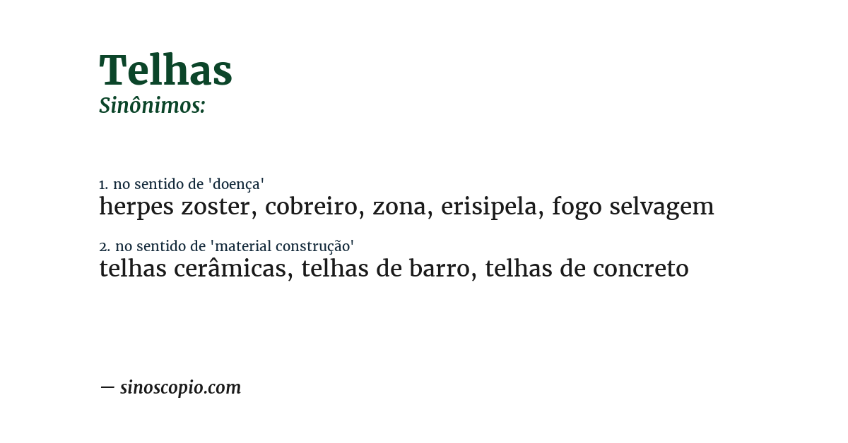 Sinônimo de telhas