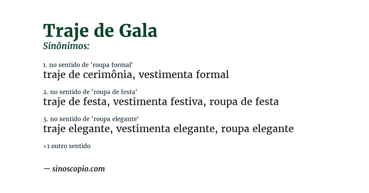 Sinônimo de traje de gala