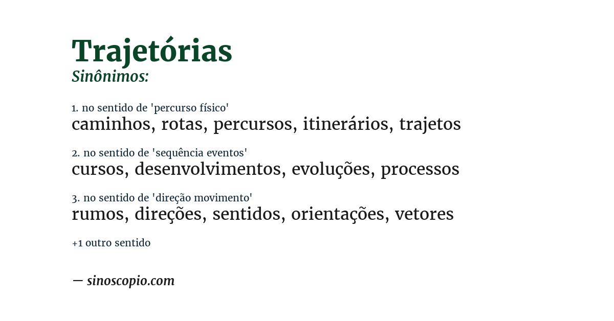 Sinônimo de trajetórias