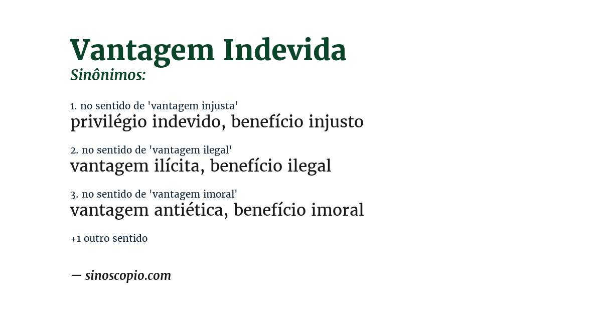 Sinônimo de vantagem indevida