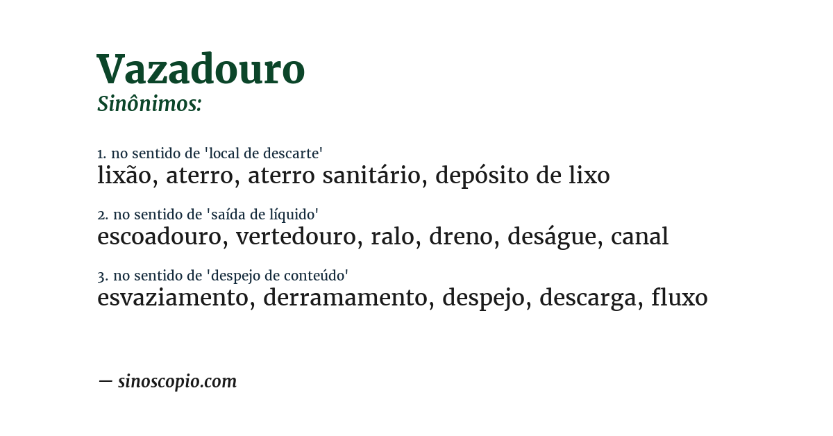 Sinônimo de vazadouro