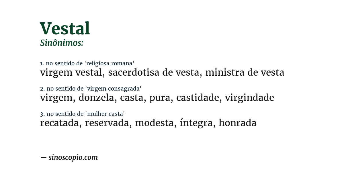 Sinônimo de vestal